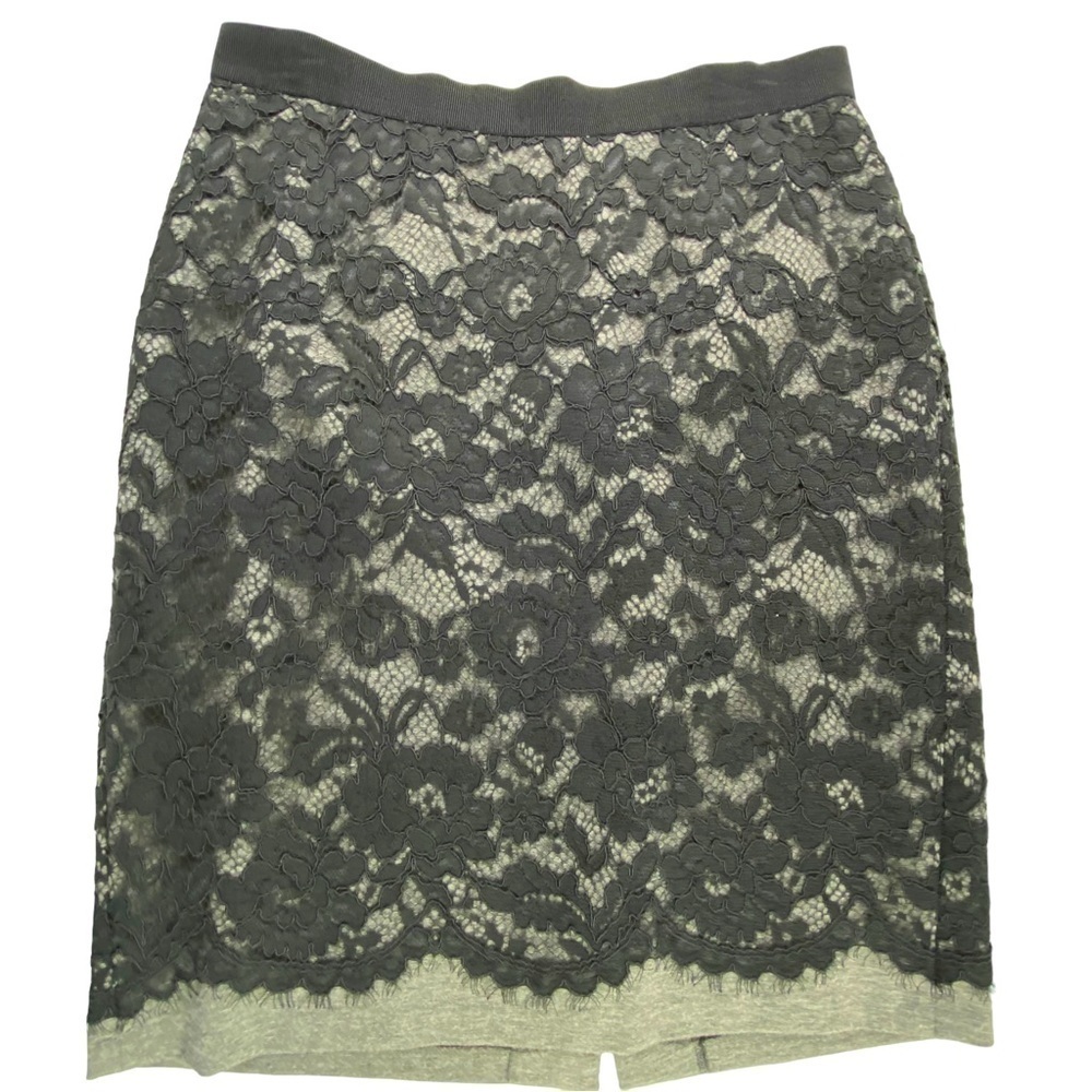 Loft black lace pencil skirt with gray lining women's size 6
